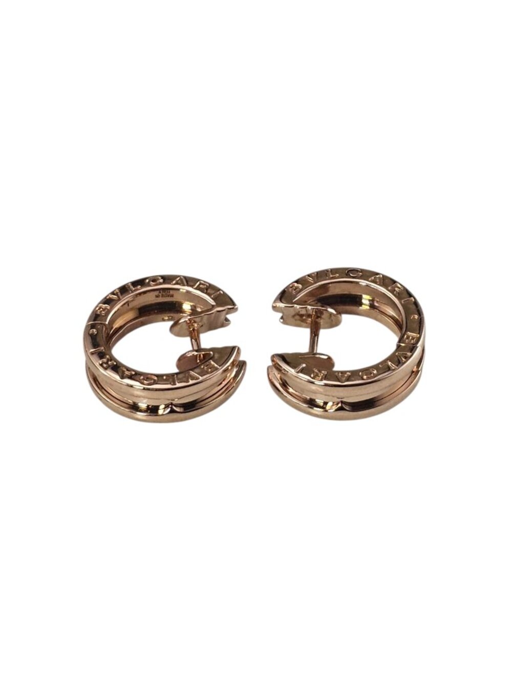 Bvlgari 18K Rose Gold B.zero1 Huggie Hoop Earrings #25928